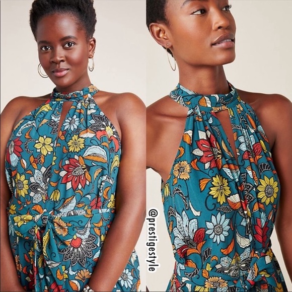 ANTHROPOLOGIE Geneva Halter Wide Leg Jumpsuit - Picture 5 of 7